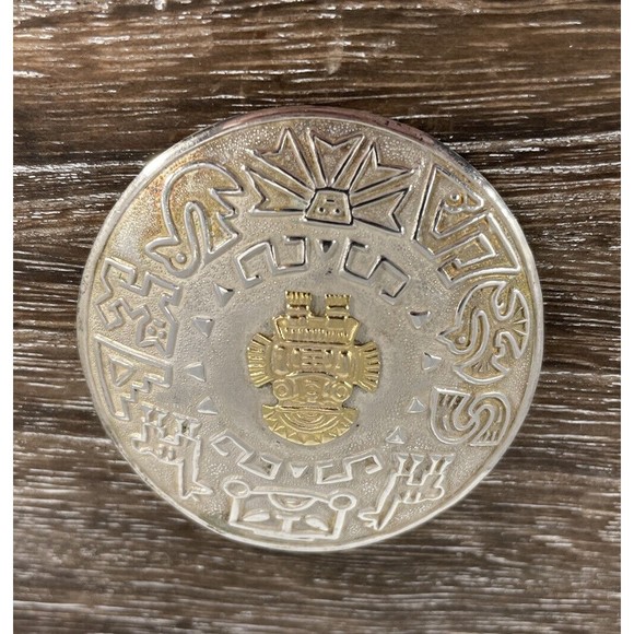 Vintage Peru Peruvian 18K Gold Sterling Silver Inca Mayan God Pendant Pin - Picture 3 of 10